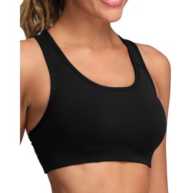 Oalka Women's Racerback Sports Fitness Support Workout Running Bras Black XX-Large