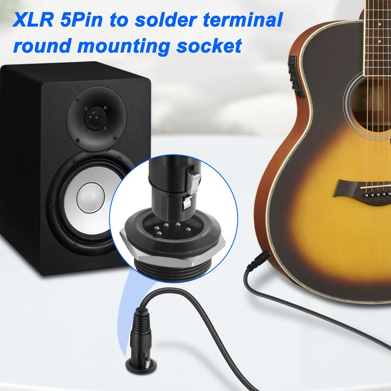 MEIRIYFA XLR 5-Pin Socket Panel Mount Adapter Audio Connector, XLR