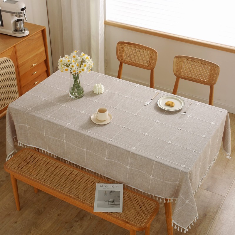 JIALE Tablecloths for Rectangle Tables,Cotton Linen Table cloth Waterproof Tablecloth