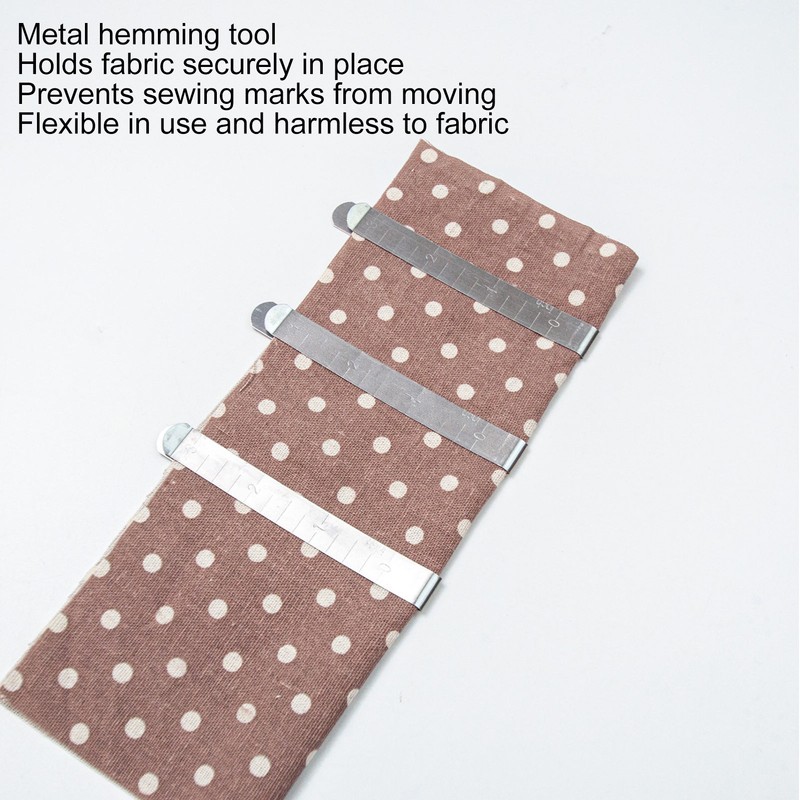 20pcs Stainless Steel Hemming Clips 3 Inch Measurement Ruler Quilting