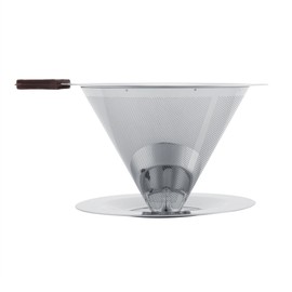 Stainless Steel Coffee Filter Reusable Double Layer Brew Dripper with Cup Stand