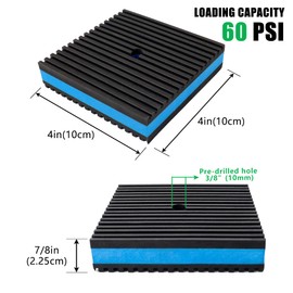 Forestchill Rubber Anti Vibration Pads, 4" × 4" × 7/8" Heavy Duty Ribbed Rubber Anti-Vibration Isolation Pads with EVA Center Layer for Air Compressor, Air Conditioner Unit, HVAC, Treadmill