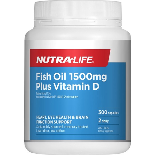 Nutra-Life Nutralife Fish Oil 1500mg plus Vitamin D Capsules 300