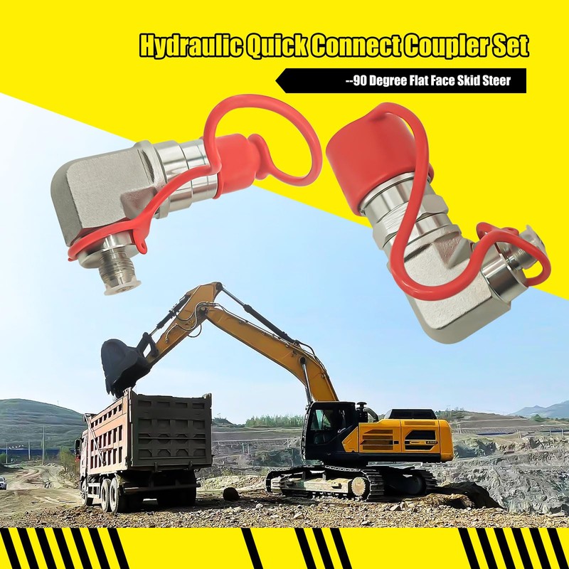 90 Degree Flat Face Hydraulic Quick Connect Coupler Set for