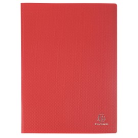 Exacompta - Ref 8825E - Semi-Rigid PP Display Book - Suitable for A4 Documents, Wipeable Cover, 500 Micron Polypropylene, 20 Pockets, 40 Viewing Pages - Red Cover