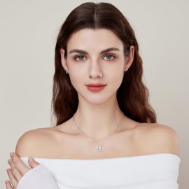 Dixbix Women Girls Initial Letter Necklaces,Initial H Birthstone Necklace Jewelry Gifts for Women (H)