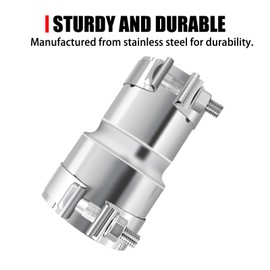Stainless Steel 2.5 to 3 Inch Exhaust Adapter, 2.5" ID to 3" ID Exhaust Reducer Connector Pipe with Clamp