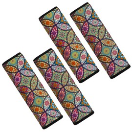 Mokiwala Car Seat Belt Pad Cover, 4-Pack Soft Car Safety Seat Belt Strap Shoulder Pad for Adults and Children, Suitable for Car Seat Belt, Backpack, Shoulder Bag (Pretty Mandala)