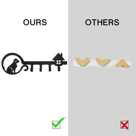 SwirlColor Key Hooks Wall Mounted, 4 Hooks Dog and House Decorative Key Holder for Wall Door Room Kitchen Black Wall Hook