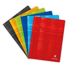 Clairefontaine - Ref 63365C - Staple bound Notebook (48 Sheets) - A4+ Size, Lined Rulings, 90gsm Brushed Vellum Paper, Laminated Cardboard Cover - Assorted Colours