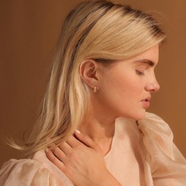 Kyerlyn Small Dainty Gold Huggie Hoop Earrings 14K Gold Hypoallergenic Cubic Zirconia Earring for Women Gold Jewelry for Women