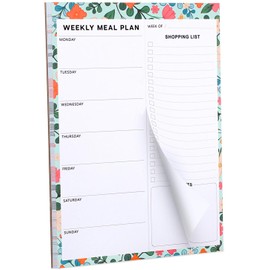 60 Sheet Meal Planner for Fridge, Magnetic Weekly Meal Planner & Grocery List with Tear-off Shopping List for Meal Prep, 7x10''-Flower Design