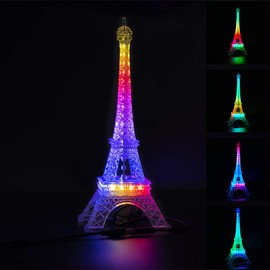 BTF-LIGHTING USB 5V Romantic Eiffel Tower Built-in Colour Changing Night Light 9.8 Inch 48 LEDs WS2812B RGB Mini Night Light Desk Table Lamp Birthday Gift