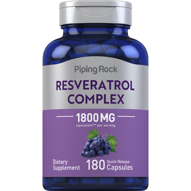 Piping Rock Resveratrol Complex | 180 Capsules | Grape Seed