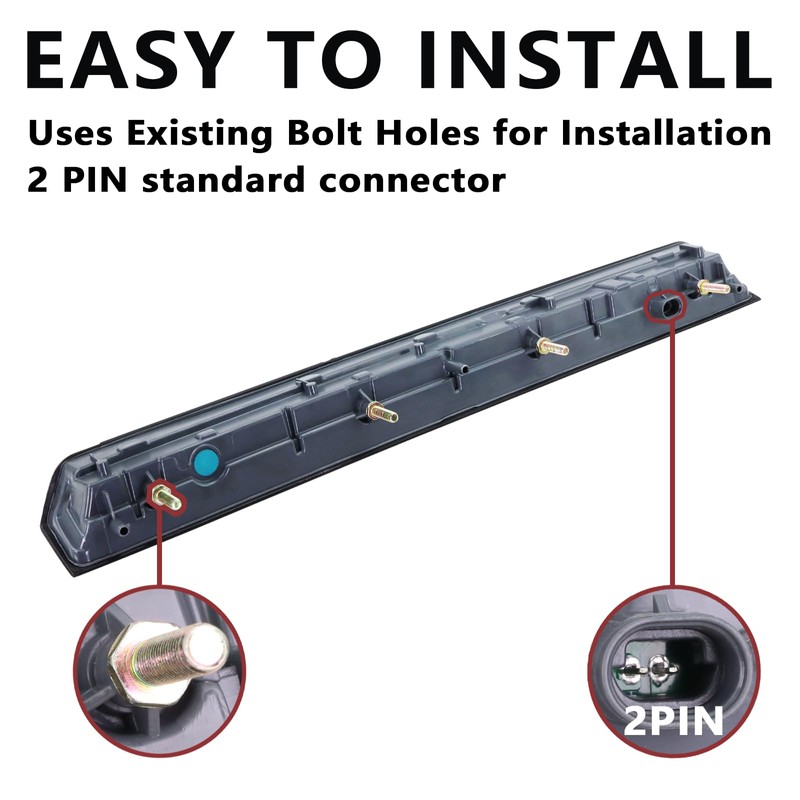 Lqito 3rd Brake Light Full LED Rear Center Waterproof High