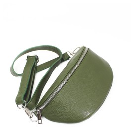 LeahWard Unisex Italian Real Leather Sling Bag Women's Crossbody Shoulder Chest Handbag Holiday (Dark Green)