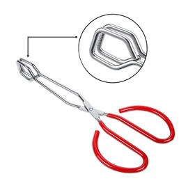 Scissor Tongs for Cooking Heavy Duty Stainless Steel with Comfortable Plastic Handle 10-Inch (Red)