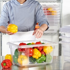 CURTA 4 Pack Food Storage Box with Lid, 5 Gallon - 18" x 12" x 9" NSF Listed Commercial Grade Clear Polycarbonate Container