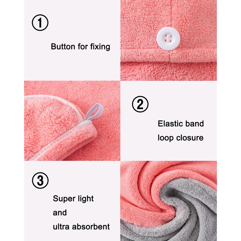Lumimi 6-Piece Head Towel Set, Super Absorbent Super Soft, Lightweight,