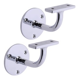 HANDLEZONE® 2 Pack Heavy Duty Handrail Bracket for Stair Bannister, Wood and Steel Handrail - Polished Chrome