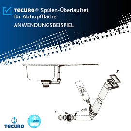 tecuro Sink Overflow Set Horizontal Drain for Drainer Made to Measure (63.8 x 36.5 mm) Adjustable Thread Connection 1 Inch Plastic Black/White