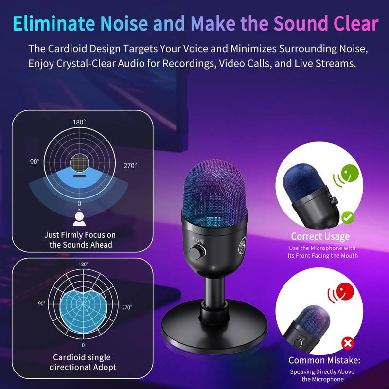 USB Microphone for Gaming PC ,Computer microphone for Desktop &