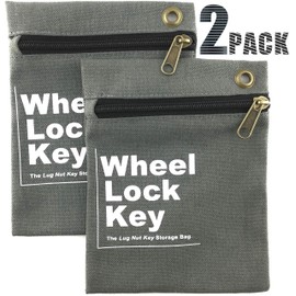 Wheel Lock Key Storage Bag - Easily and Safely Keep Your (Wheel Locks, Locking Wheel Lug Nuts, Wheel Lug Nut Key, Spare Wheel Lug Nuts, Wheel Lock Key) In One Place (2 PACK)