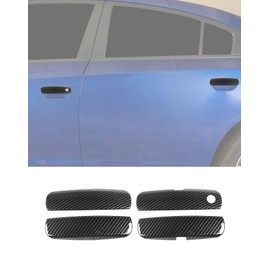 4Pcs Exterior Door Handle Covers Trim Overlay Compatible with Dodge Charger 2010-2024, Outside Door Handle Protector Shell for Dodge Charger Exterior Accessories, Carbon Fiber