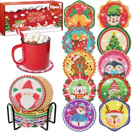 12 Days of Christmas Advent Calendar Diamond Painting Coasters, DIY Crafts Gem Diamond Art Kits for Adults, Elderly Parents, Christmas Ornaments Advent Calendar 2023 for Adults, Seniors, Women, Grils