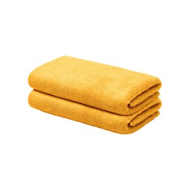 LOOKS By Wolfgang Joop 2 x Guest Towels, 30 x 50 cm, 100% Cotton, Guest Towels with Hanger and Logo Embroidery, Yellow