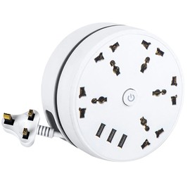 Rppiup Extension Lead with USB Slots, 2.8m Plug Extension Socket with 5-Outlet Surge, 3USB Ports, Rollable Retractable Travel Extension Lead, 2500W 10a Muti Power Strip