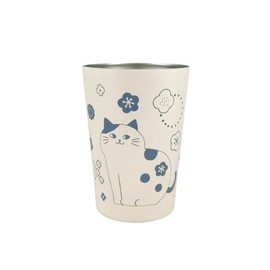 Nyankodo 225-002 2-Way Vacuum Double Wall Tumbler, M (Hanarikko Cat), Office Work Desk Cup, Heat Insulated, Holder Cup, Cute Cat