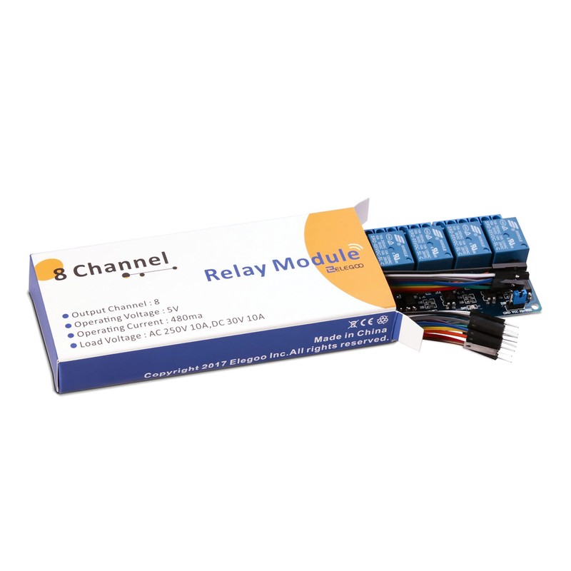 ELEGOO 8 Channel DC 5V Relay Module with Optocoupler for