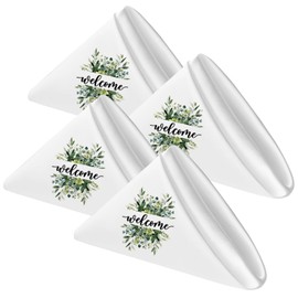 Horaldaily Spring Cloth Napkins 18 x 18 Inch, Spring White Welcome Eucalyptus Party Dinner Decoration Washable Napkins Set of 4