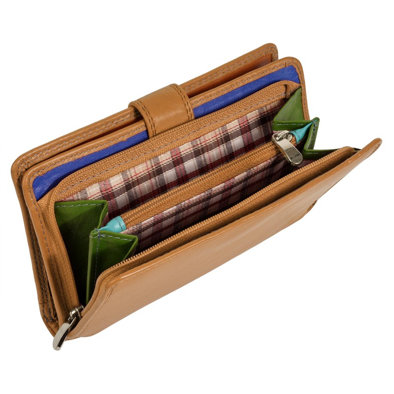 Samantha Look 021838 Genuine Leather Women's Purse Colourful 3-Way Foldable