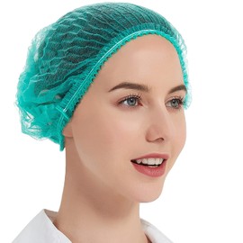 HOT BARGAINS 100 X Disposable Hair Nets Green Hair Net Non Woven Surgical Caps Hair Net For Cooking Hair Nets For Catering - Manufacturer Sealed packaging