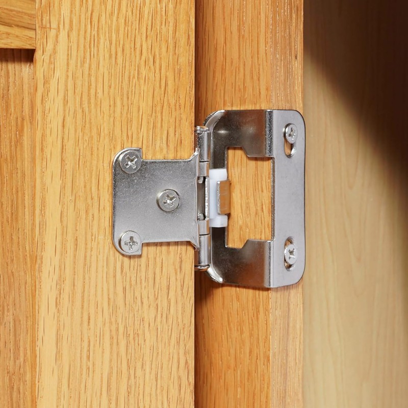 Decobasics 50 Pack 1/2" Overlay Brushed Nickel Cabinet Hinges for