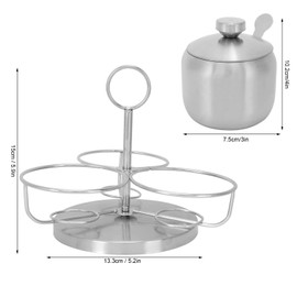 Seasoning Containers Set, Rotating Stainless Steel Spice Pot Seasoning Bottle, Salt Pepper Sugar Storage Bottle with Spoon and Storage Rack