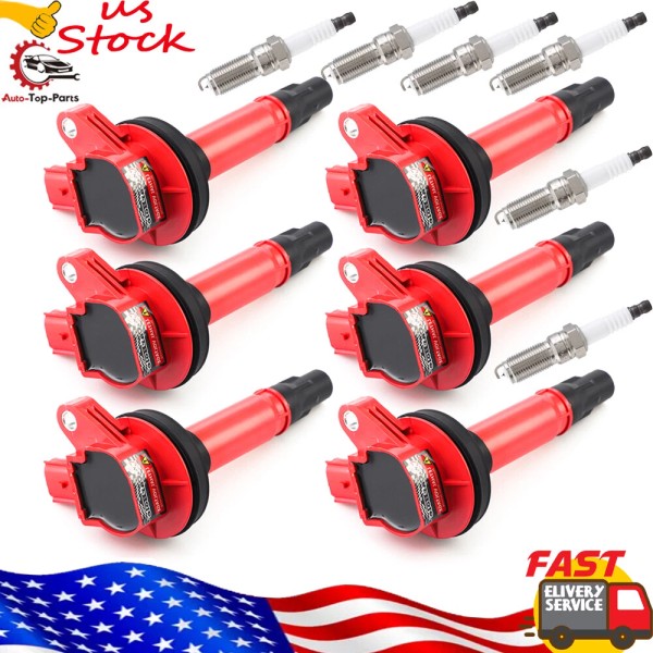 CarBole 6x Ignition Coil + 6x Spark Plug For Ford