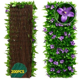 2PCS Expandable Fence Privacy Screen Artificial Ivy Fence with Realistic Green Leaves Flowers Durable Privacy Screen for Garden, Balcony or Outdoor Decoration (2)