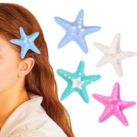 Bouory Boho Starfish Hair Barrettes Colourful Seastar Hairpin Set Beach Seashell Head Accessories for Women