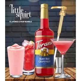 Torani Ruby Red Grapefruit Syrup with Little Squirt Syrup Pump, 750ml 25.4 Ounces