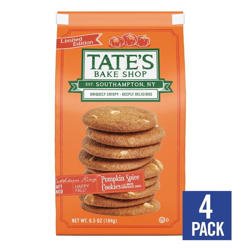 Tate's Bake Shop Pumpkin Spice Cookies, Limited Edition Cookies, 4-6.5