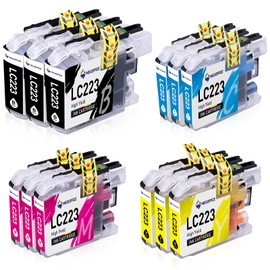 MEGOFFICE LC223 Ink Multipack Compatible with Brother LC 223 Printer Cartridge for DCP J4120DW MFC J4620DW MFC J680DW DCP J5625DW MFC J5320DW MFC J4625DW J4420DW J480DW J5720DW DCP J562DW Ink (12