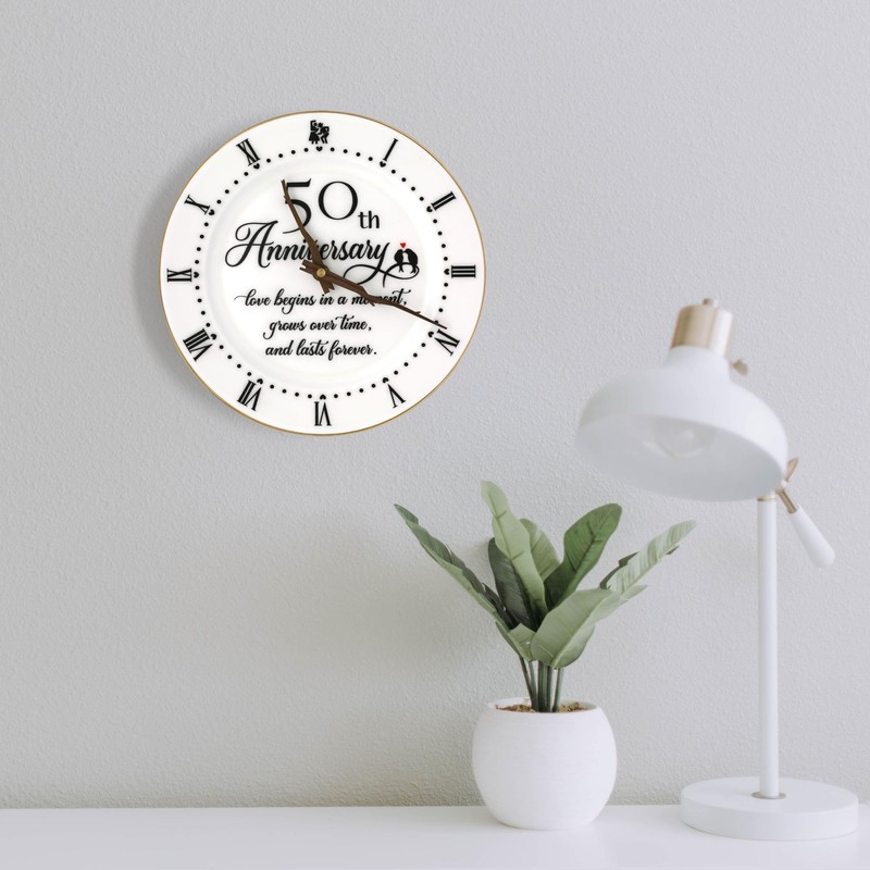 Treble Bee 50th Anniversary Ceramic Clock, Elegant Clock Gifts for