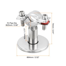 sourcing map Pipe Support, Stainless Steel Pipe Support Bracket, Adjustable Pipe Strap Clamp with Screw for Dia 25mm Pipe Tube