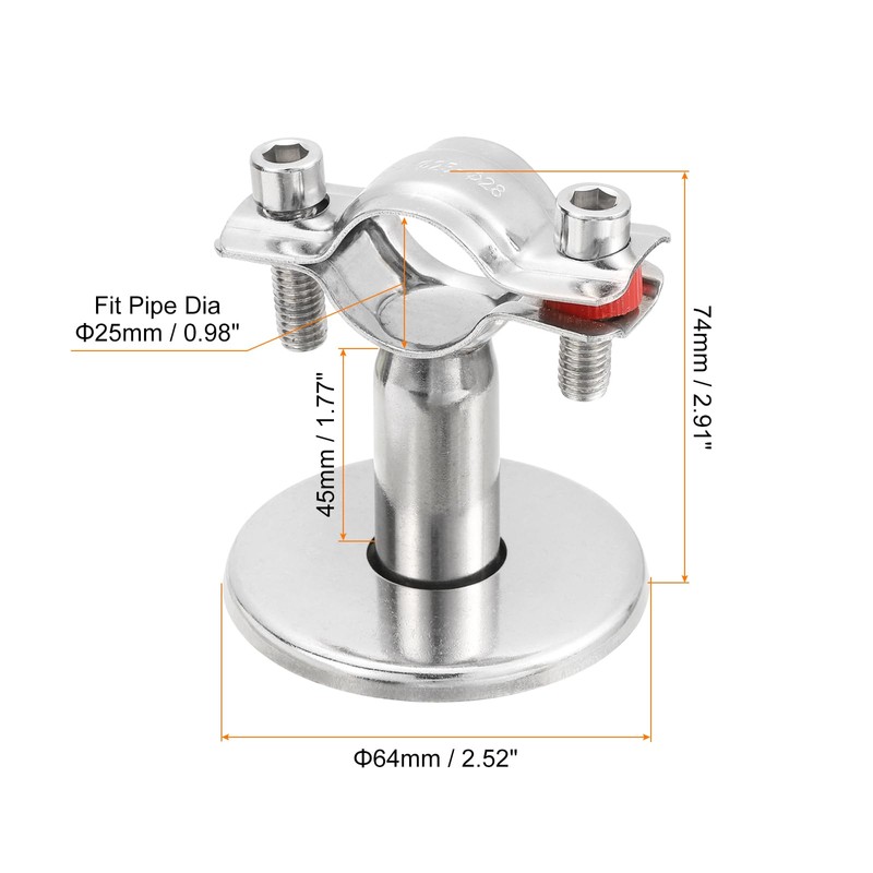 sourcing map Pipe Support, Stainless Steel Pipe Support Bracket, Adjustable