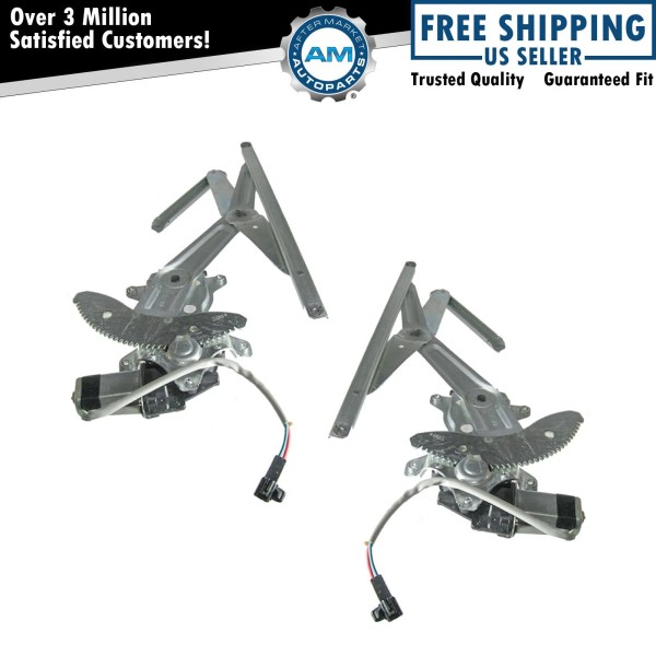 AM Autoparts Power Window Regulators w/ Motor Front Pair Set