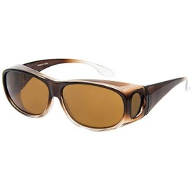 Incredible Bargains The Bella Colorful Two Tone Ombre Fit Over OTG Oval Sunglasses, Brown