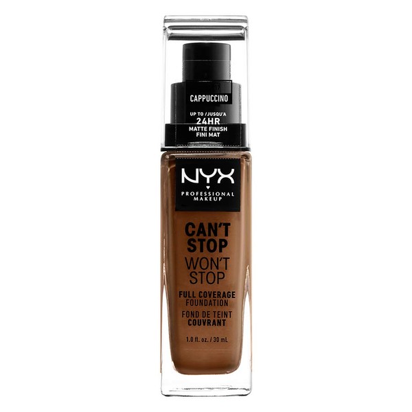NYX PROFESSIONAL MAKEUP Can't Stop Won't Stop Full Coverage Foundation - Cappuccino, Medium Deep With Warm Undertone